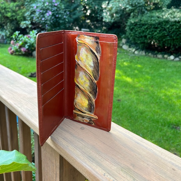 Hand Painted Louis Vuitton Cognac Long Bifold Wallet - Picture 3 of 10